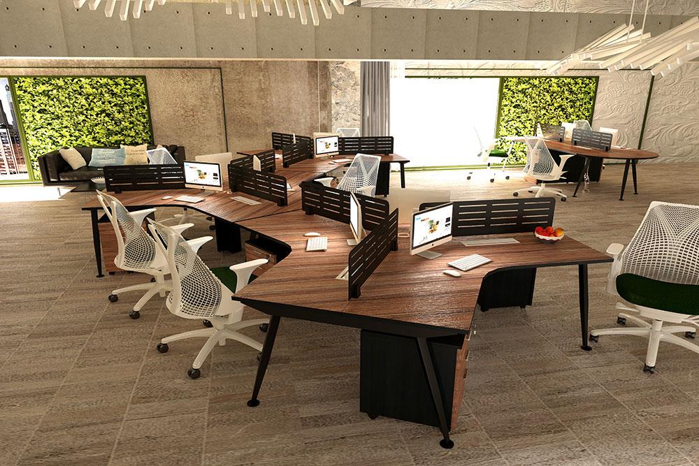 Những thiết kế bàn làm việc hiện nay hướng đến sự kết nối giữa các nhân viên.